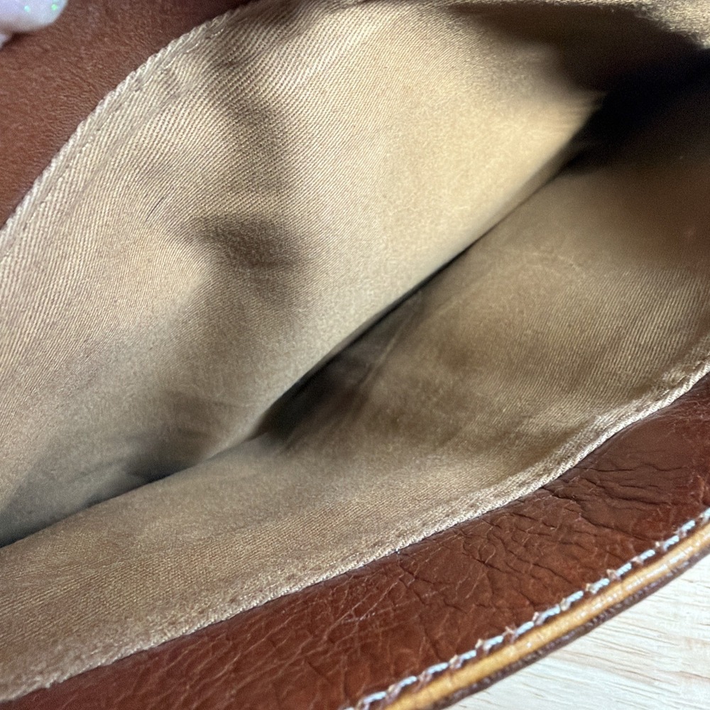 Etienne Aigner Brown Leather Shoulder Bag Zip Up Brown Interior Cloth Buckles - Picture 8 of 13